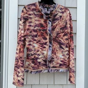 ESCADA twin set tank top + long sleeve cardigan abstract print hook and eye